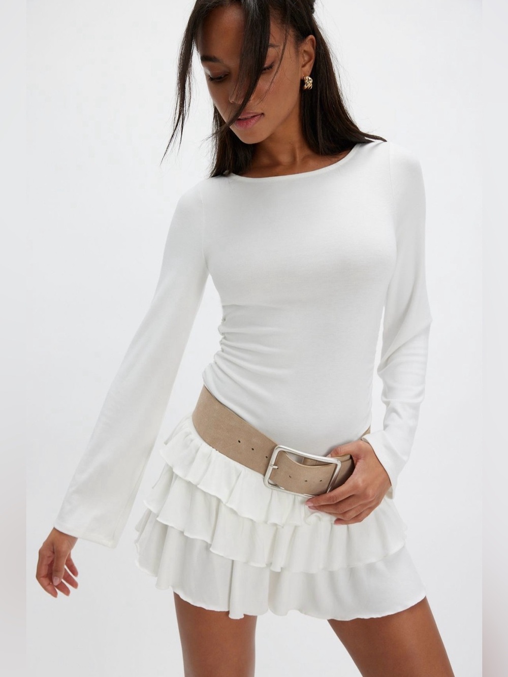 Free People Good Feels Ruffle Mini Dress